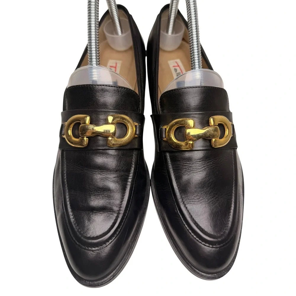 Vintage 90s Talbots Italy Horsebit Loafers Black Leather 8N